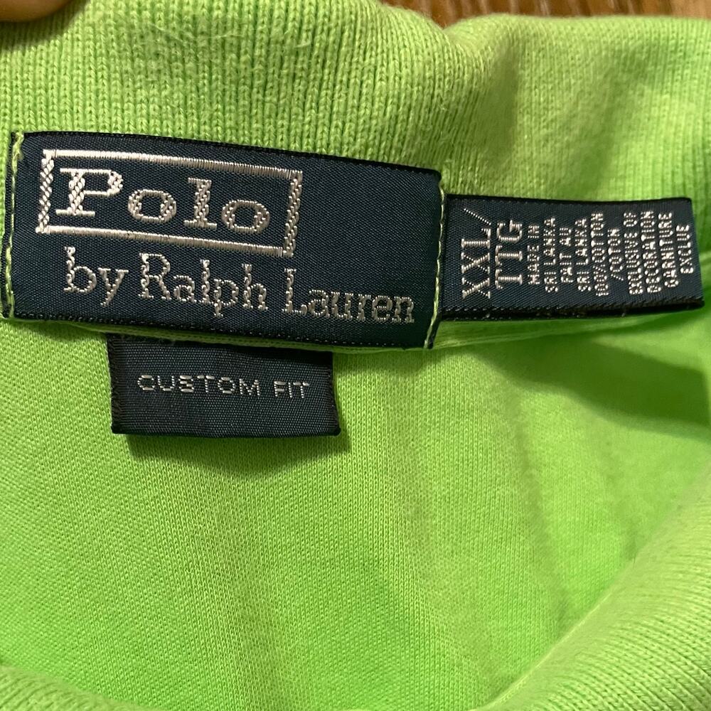 Vintage Polo Ralph Lauren Polo Shirt Size XXL Neon Green Rugby Preppy 90s Pony - Picture 5 of 6